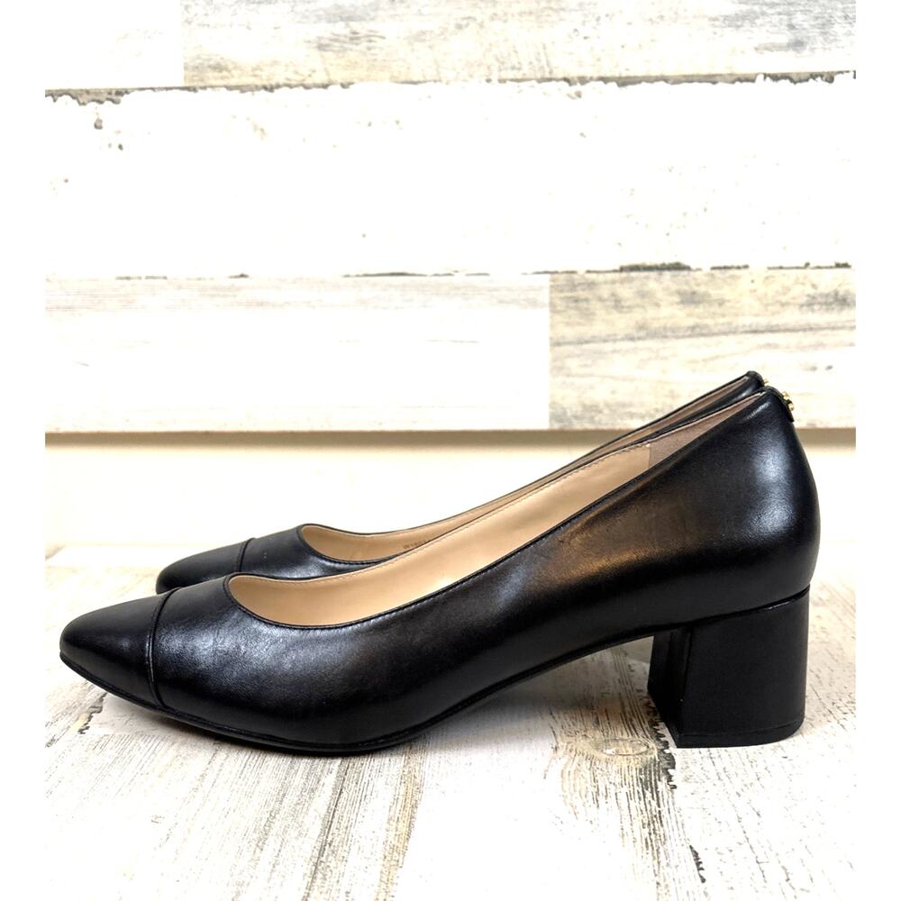 Cole Haan Womens 10 Black Leather Go-To Block Heel Pumps Waterproof NEW
